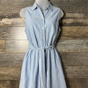 J. Crew Light Blue Sleeveless Chambray Midi Dress